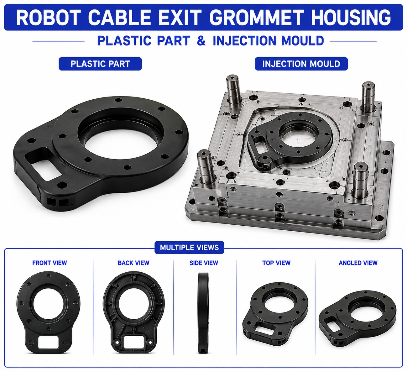 Robot Plastic Cable Exit Grommet Housing Mould and Moulding Services